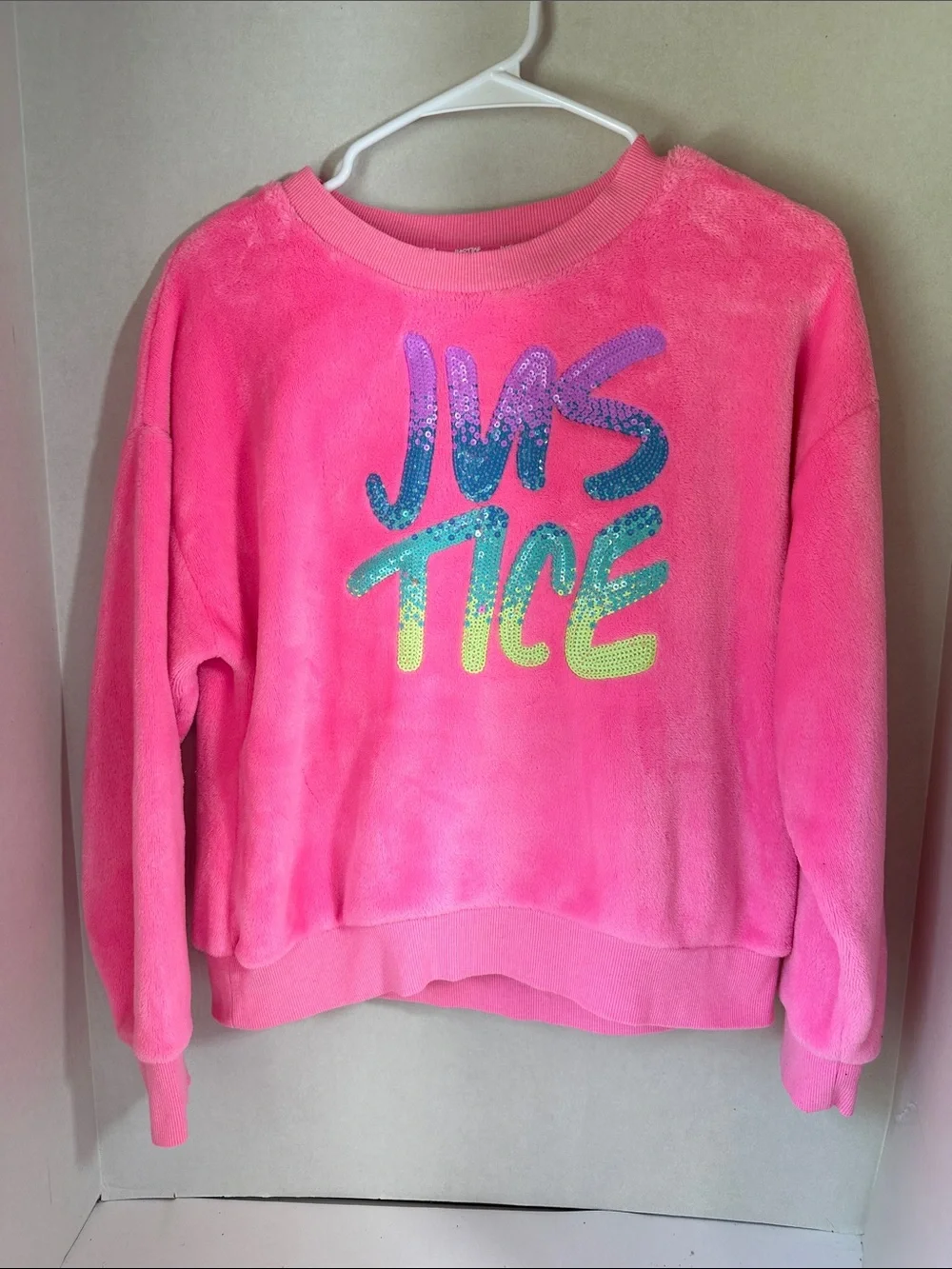 Justice hot pink sweater size large 12/14